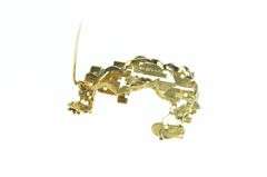 18K Yellow Gold Abstract Grooved House Village Windmill Pin/Brooch