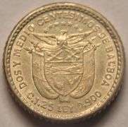 1904 Panama "Pill" 2 1/2 Centesimos Silver Coin