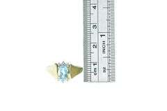 10K Yellow Gold Oval Blue Topaz Diamond Accent Ring