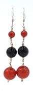 Set of black onyx and amber necklace with bracelet and dangle earrings