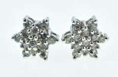 10K White Gold 0.56 Ctw Diamond Vintage Cluster Stud Earrings
