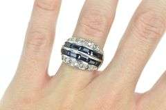 14K White Gold 4.00 Ctw Sapphire Diamond Band Ring