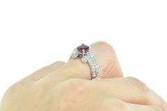 18K White Gold 2.13 Ctw Ruby Diamond Engagement Ring