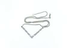 14K White Gold 1.50 Ctw Diamond Chevron Wheat Chain Necklace