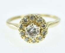 14K Yellow Gold 0.61 Ctw Diamond Halo Engagement Ring