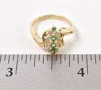 Amazing 14K Yellow Gold Emerald and Diamond Ring