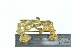 18K Yellow Gold Abstract Grooved House Village Windmill Pin/Brooch