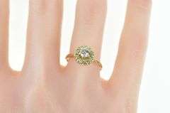 14K Yellow Gold 0.61 Ctw Diamond Halo Engagement Ring