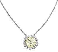 0.98ct Round Irradiated Yellow Diamond and 0.21ctw White Diamond Halo Pendant Necklace in 18K