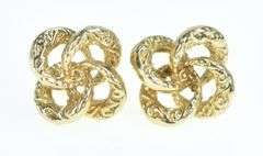 14K Yellow Gold Vintage Four Coil Knot Spiral Stud Earrings