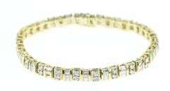 14K Yellow Gold 7.00 Ctw Diamond Vintage Tennis Bracelet