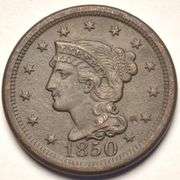 1850 Braided Hair Large Cent