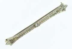 10K Yellow Gold Art Deco Filigree Diamond Ornate Bar Pin/Brooch