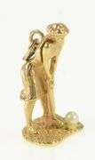 14K Yellow Gold Woman Golfing Solitaire Pearl Vintage Charm/Pendant