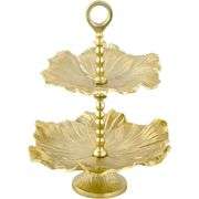 Golden Leaf 2-Tiered Serving Stand