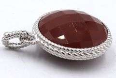 Judith Ripka Signed 925 sterling silver red Carnelian pendant