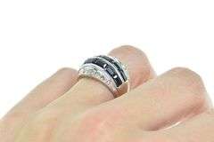 14K White Gold 4.00 Ctw Sapphire Diamond Band Ring