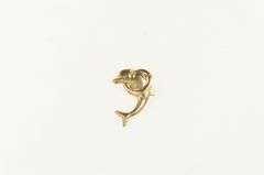 14K Yellow Gold Jumping Dolphin Ocean Single Stud Earring