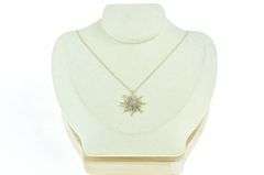 10K Yellow Gold 0.75 Ctw Pave Diamond Encrusted Sun Necklace