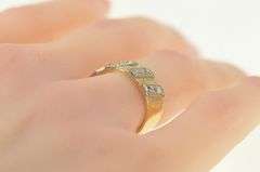 14K Yellow Gold 1950's Diamond Striped Vintage Band Ring