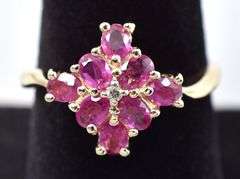 Gorgeous 14K Yellow Gold Pink Sapphire and Diamond Ring