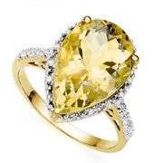 4.19 CT CITRINE & 21 PCS GENUINE DIAMOND 10K SOLID YELLOW GOLD RING