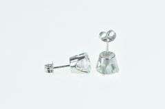 14K White Gold 8.0mm Vintage Solitaire Classic CZ Stud Earrings