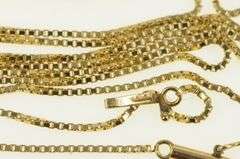 14K Yellow Gold 0.10 Ct Diamond Solitaire Box Chain Necklace