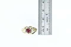 10K Yellow Gold Heart Syn. Ruby Diamond Accent Ring