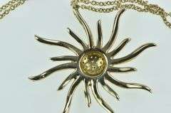 10K Yellow Gold 0.75 Ctw Pave Diamond Encrusted Sun Necklace