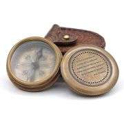 Voyager Antique Brass Compass with Imprinted Leather Case