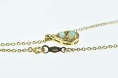 14K Yellow Gold Opal Vintage Tear Drop Vintage Chain Necklace