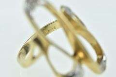 10K Yellow Gold Wavy Diamond Freeform Statement Ring