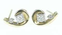 10K Yellow Gold Vintage Diamond Swirl Classic Stud Earrings
