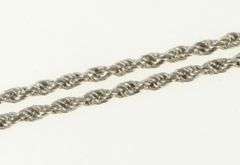 14K White Gold 1.5mm Rolling Rope Twist Link Chain Necklace