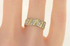 14K Yellow Gold 1950's Diamond Striped Vintage Band Ring