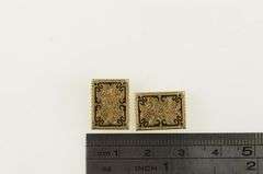 10K Yellow Gold Victorian Ornate Floral Etched Mourning Cuff Links