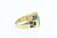 10K Yellow Gold Turquoise Abstract Squared Geometric Ring