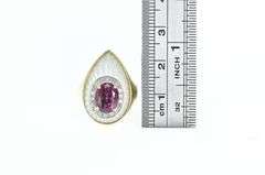 14K Yellow Gold Rubellite Mother of Pearl Diamond Planchette Ring