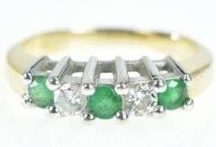 14K White Gold 0.63 Ctw 1950's Emerald Diamond Classic Ring