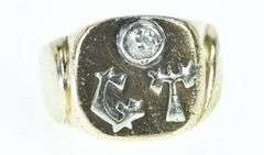 14K Yellow Gold Art Deco G T Monogram Diamond Initials Ring