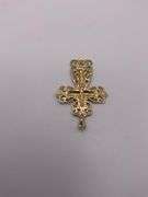 2.8g 14 YG Cross Pendant Diamond Cut 1.5x1"