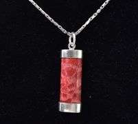 Red Purified Wood Pendant Necklace in Sterling Silver