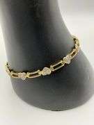 7.2g 10k Yellow Gold Heart Diamond Bracelet 7.5"