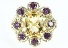 14K Yellow Gold Citrine Rubellite Vintage Cocktail Ring