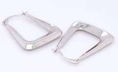 14kt White gold Triangle hoop earrings
