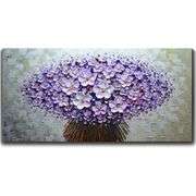 Palette Knife Style Hand-Painted: Violet Reverie Floral Abstract