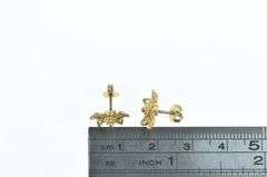 14K Yellow Gold Filigree Flower Vintage Fashion Stud Earrings