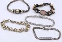 Group lot of 5 Vintage 925 sterling silver bracelets