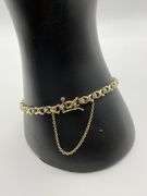 7.2g 10k Yellow Gold Heart Diamond Bracelet 7.5"